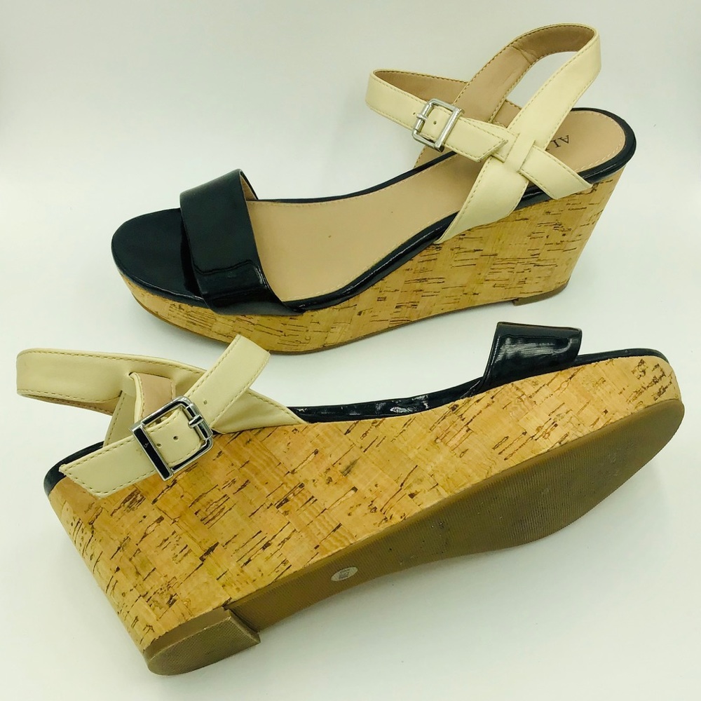 Alfani Pyper Black & Cream Cork Wedge